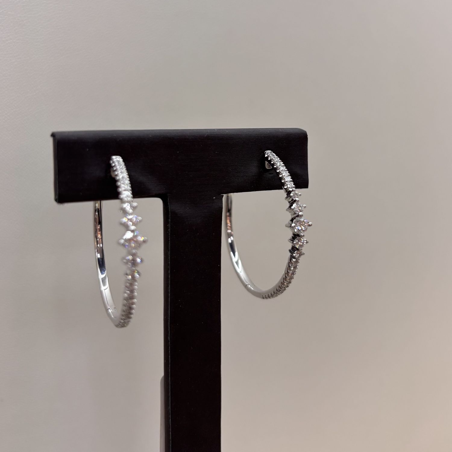 14KW Gabriel &amp; Co Diamond Hoop Earrings