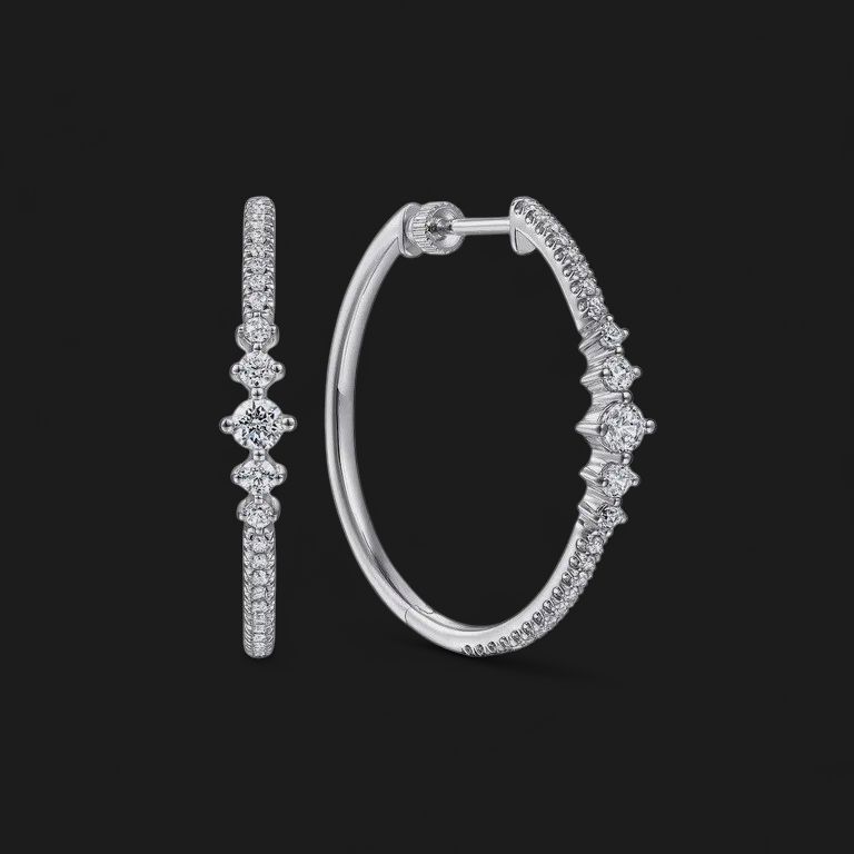 14KW Diamond Hoop Earrings
