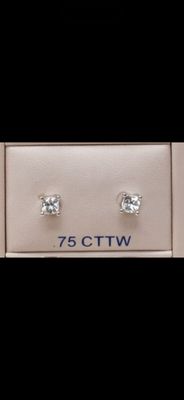 14KW Diamond (0.75ct) Princess Cut Earrings