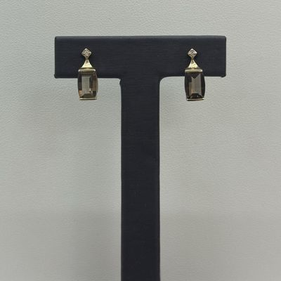 Smoky Quartz/Dia Earrings.