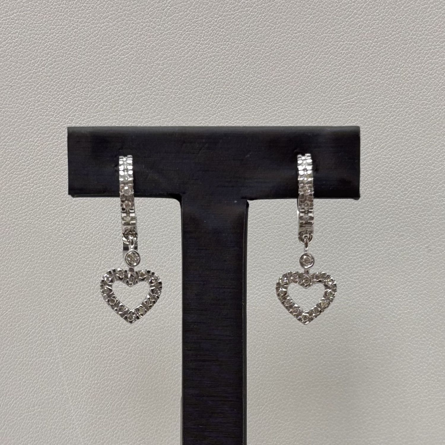 14KW Diamond Dangling Heart Earrings