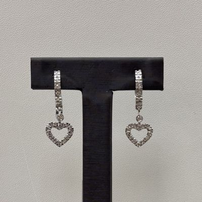 14KW Diamond Dangling Heart Earrings