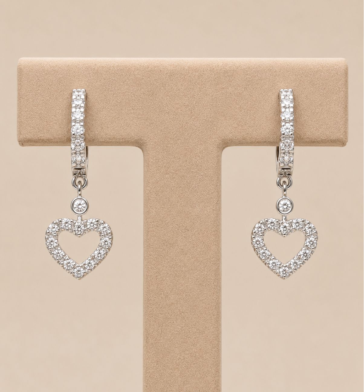 Diamond Heart Dangle Earrings
