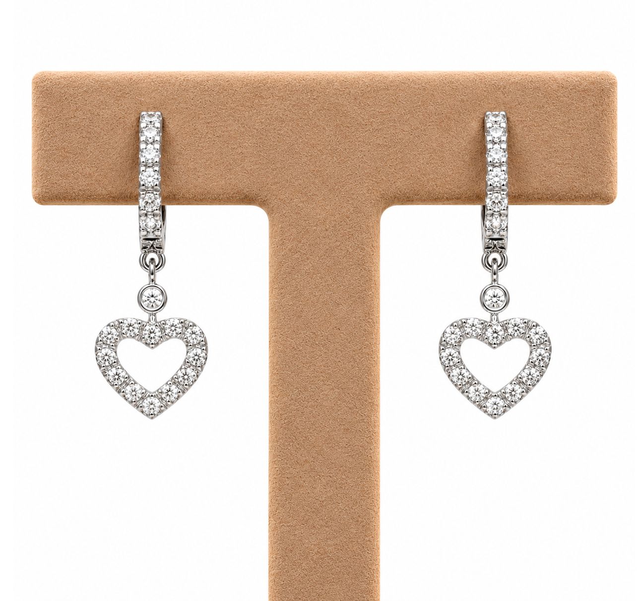 Heart Drop Diamond Dangling Earrings