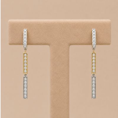 Two-Tone Long Line Diamond Earrings