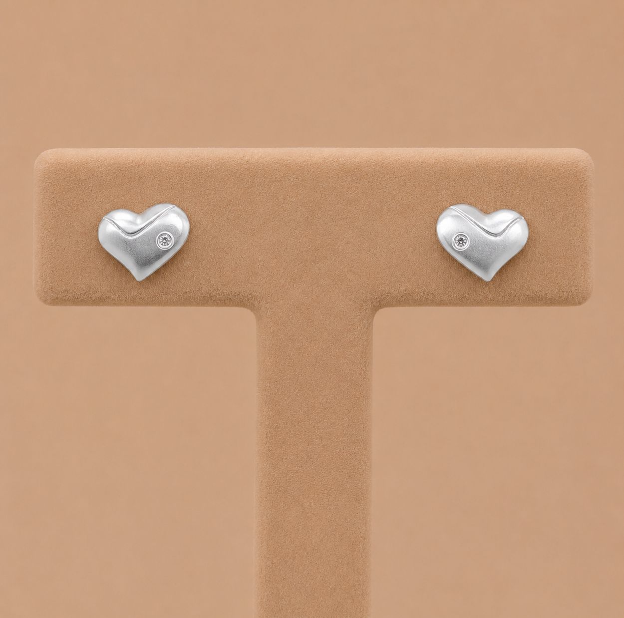 Sterling Silver Diamond Heart Earrings