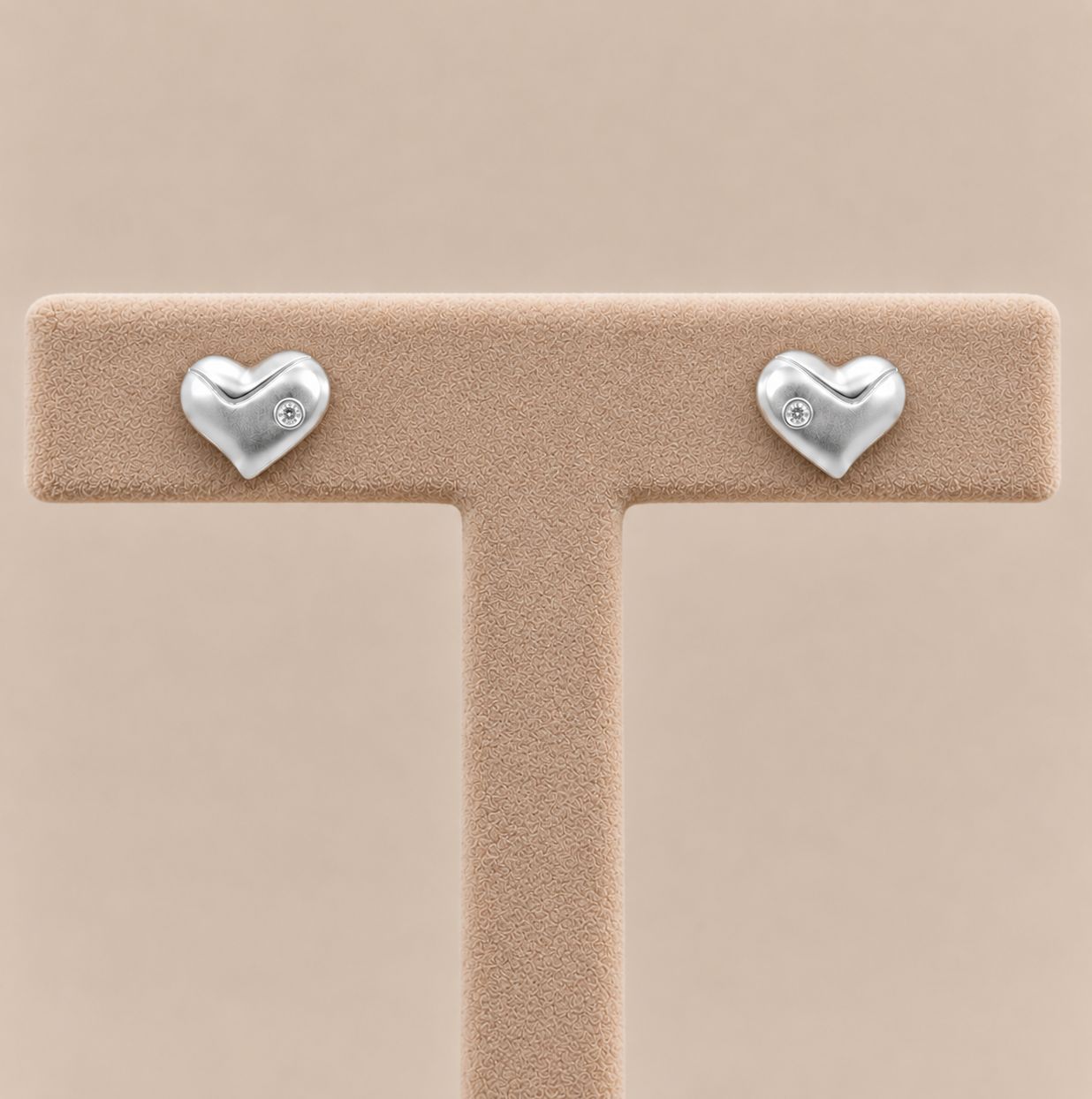 Sterling Silver Diamond Heart Earrings