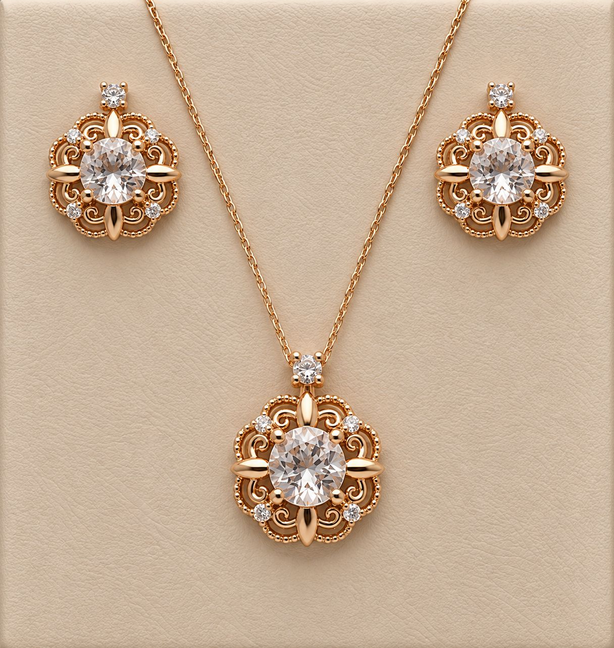 Rose Gold White Topaz Diamond(0.03ct) Wreath Earrings