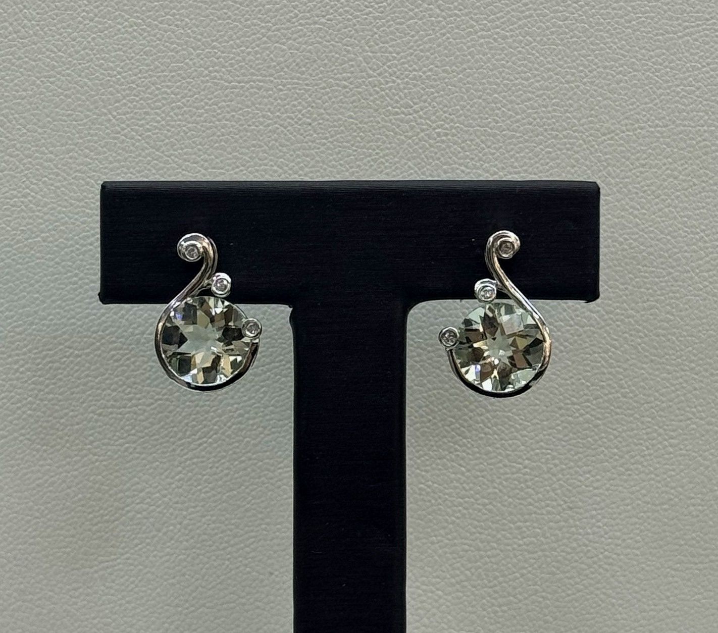 14KW Aquamarine Diamond Earrings