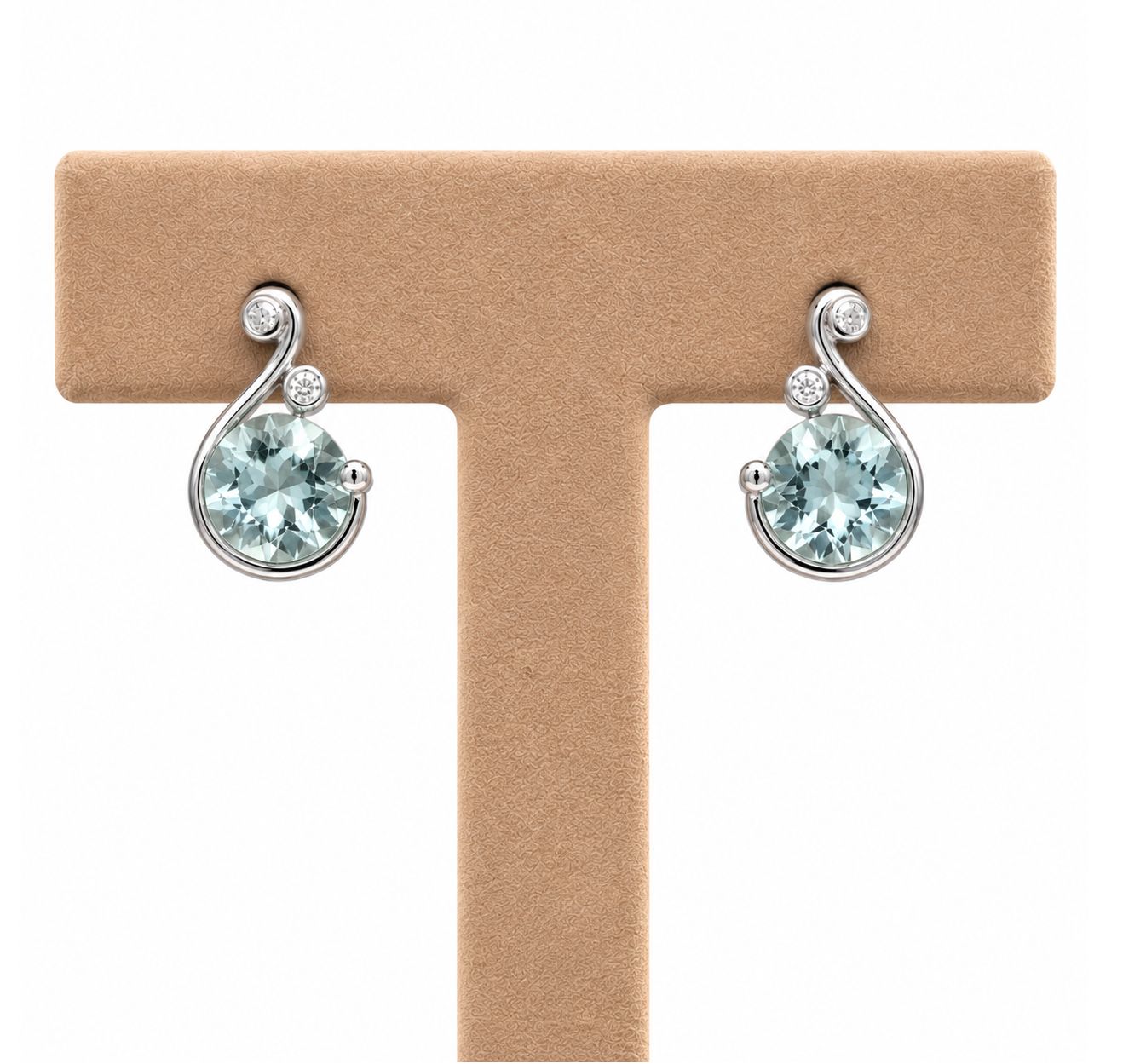 Contoured Aquamarine Diamond Earrings