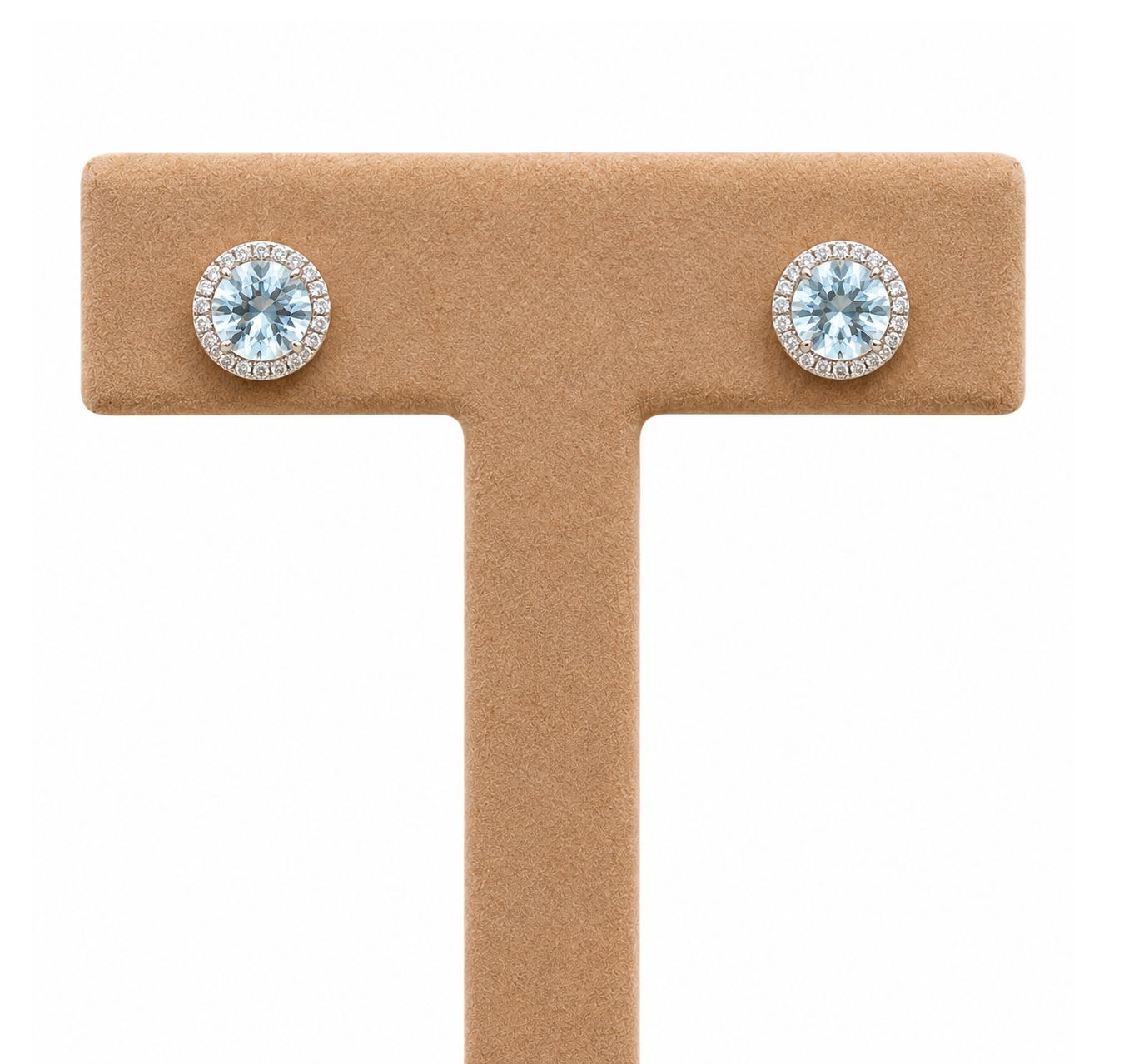 Aquamarine Diamond Halo Stud Earrings