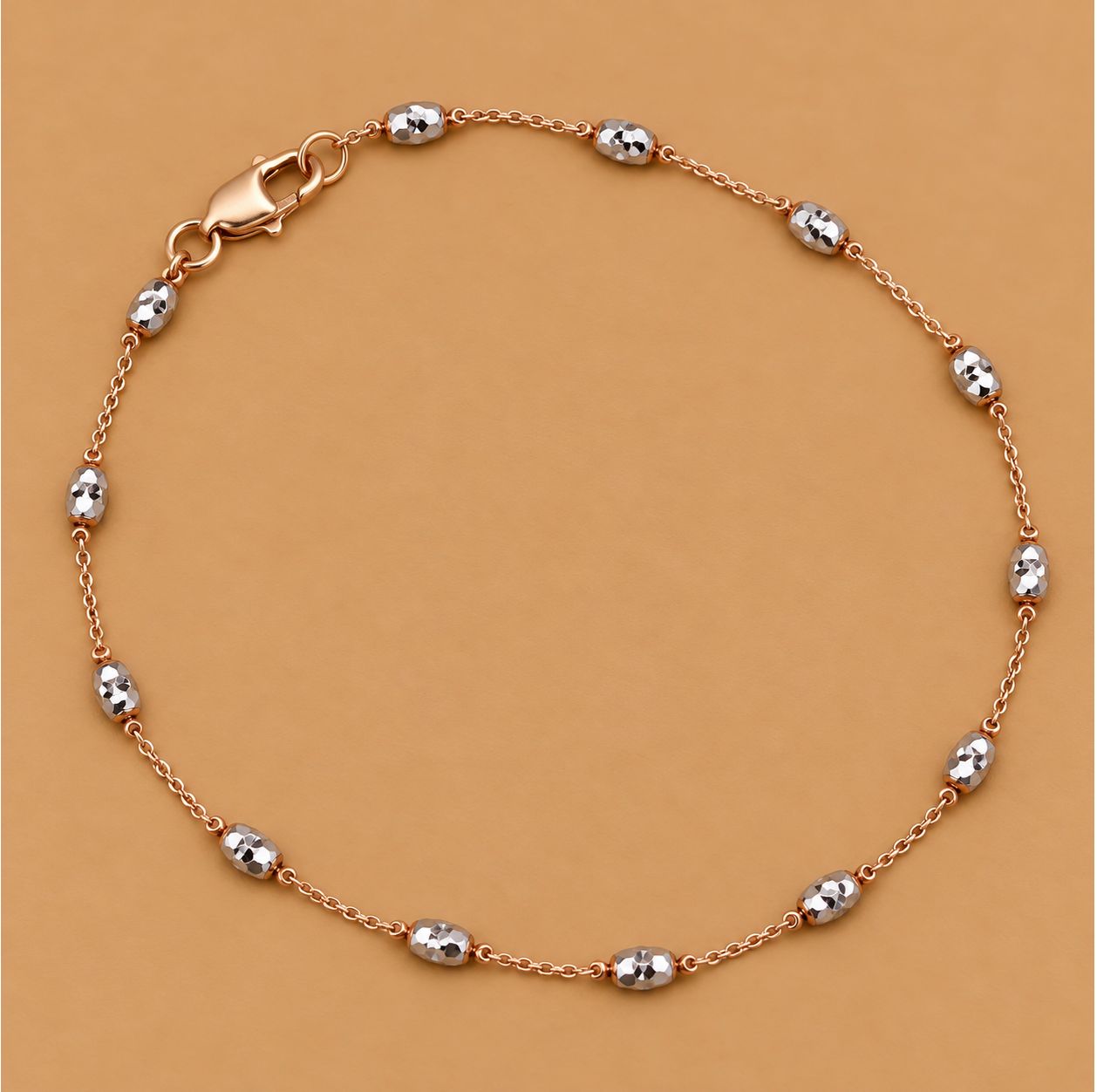Gold Barrel Bead Anklet (1.7g)