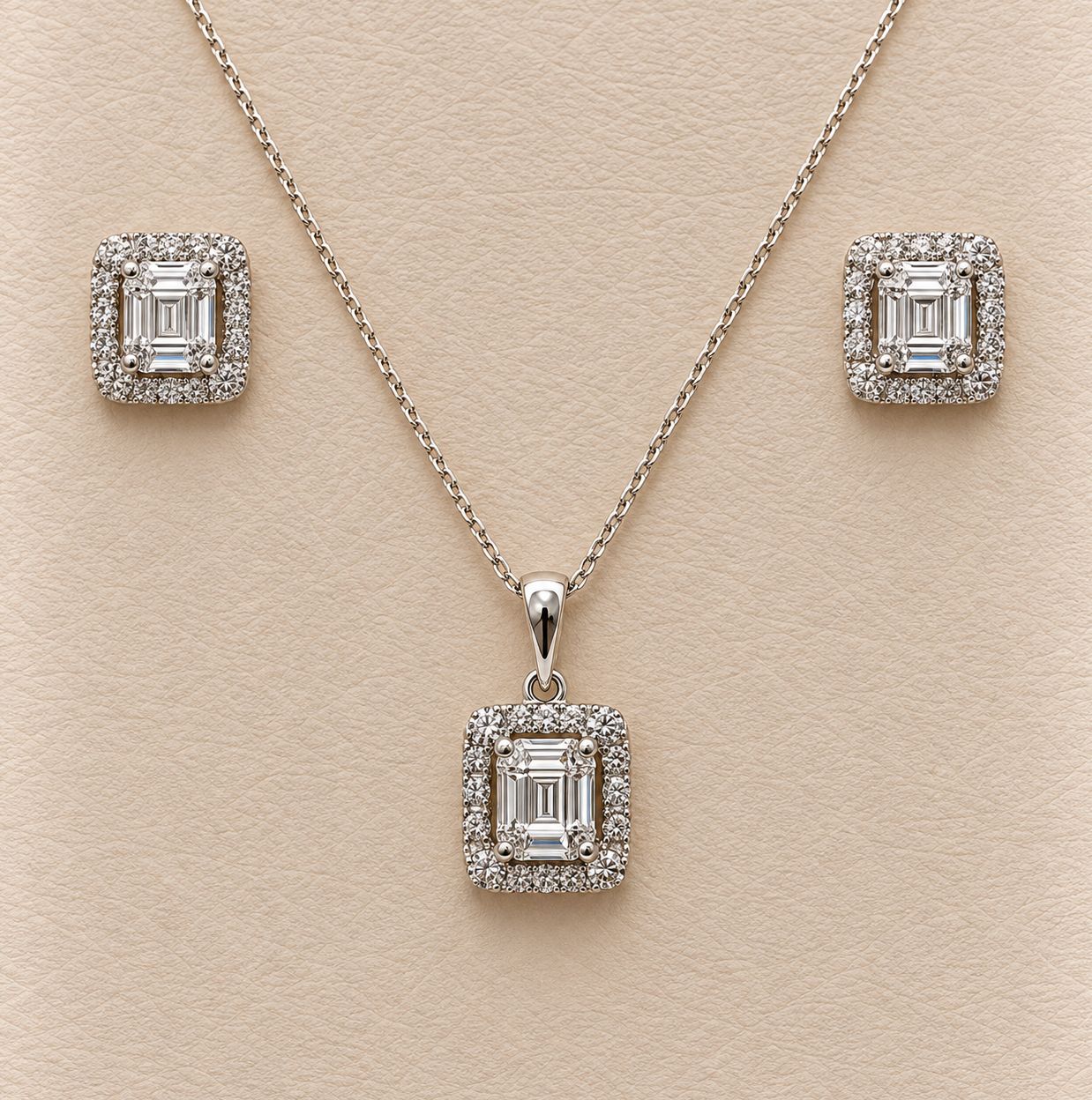 Framed Diamond Baguette  (0.5ct) Square Earrings
