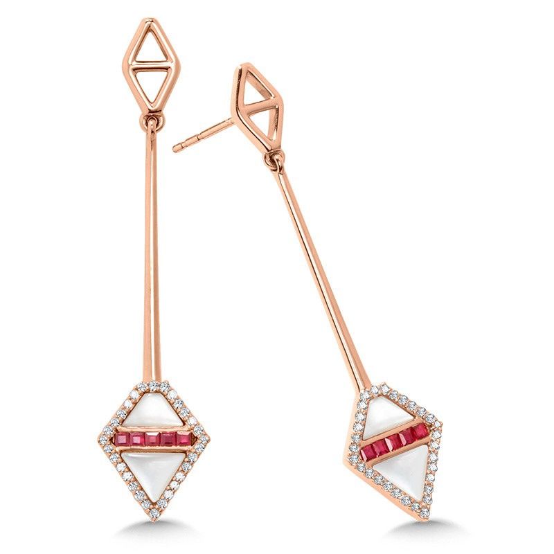 Art Deco Inspired Ruby and Diamond Earrings Bassali