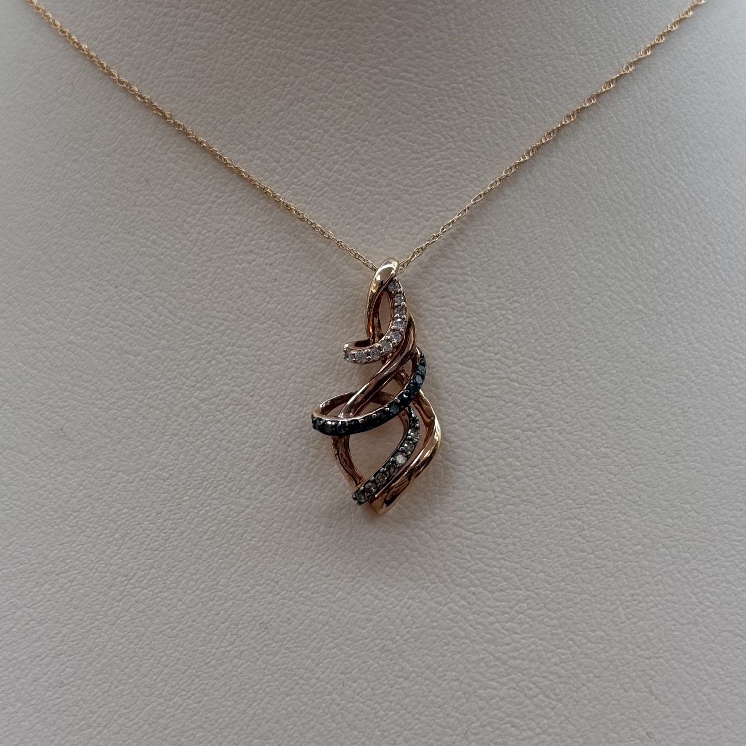10KRG Chocolate Diamond Swirl Pendant