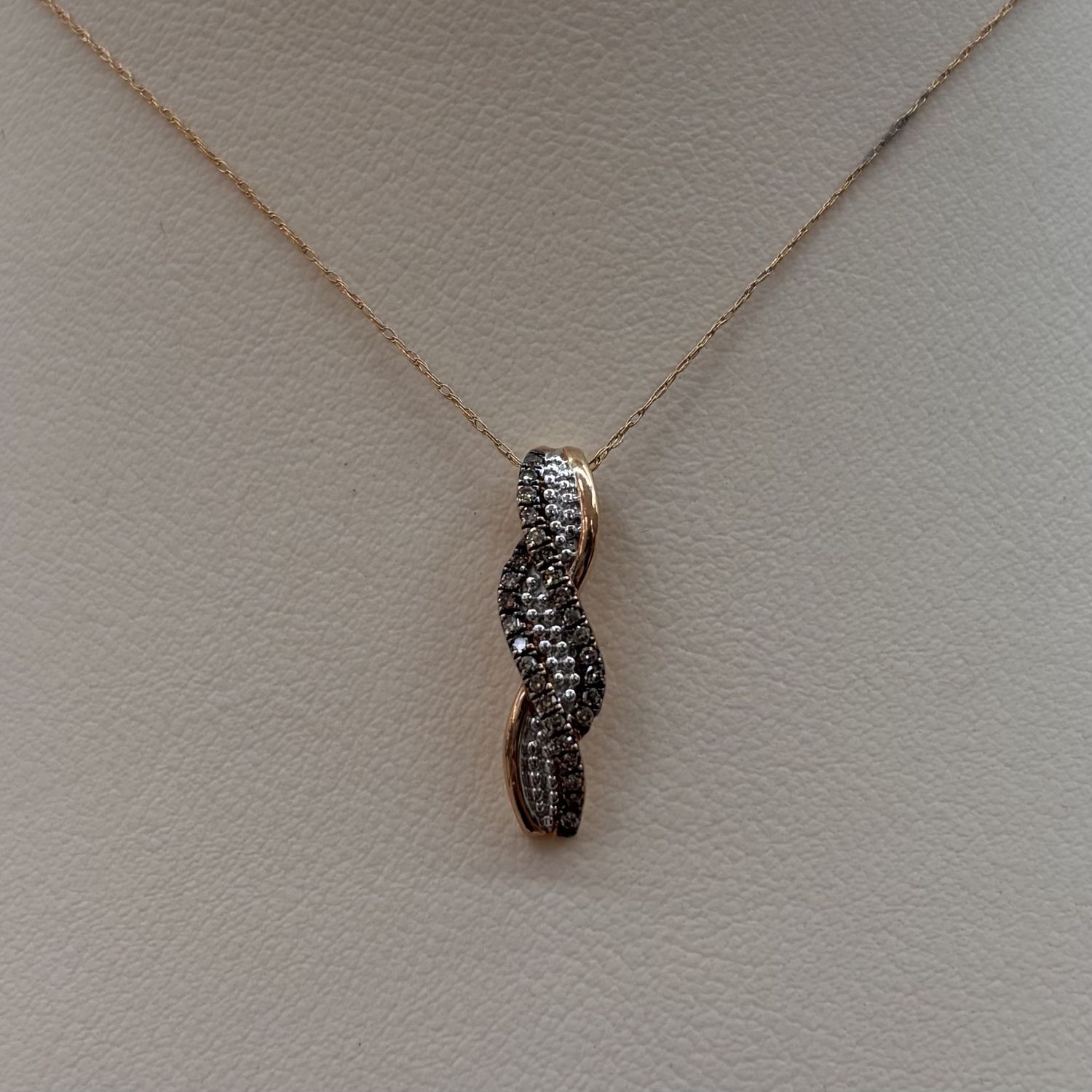 10KRG Chocolate Diamond Swirl Pendant, Material: CLOSED