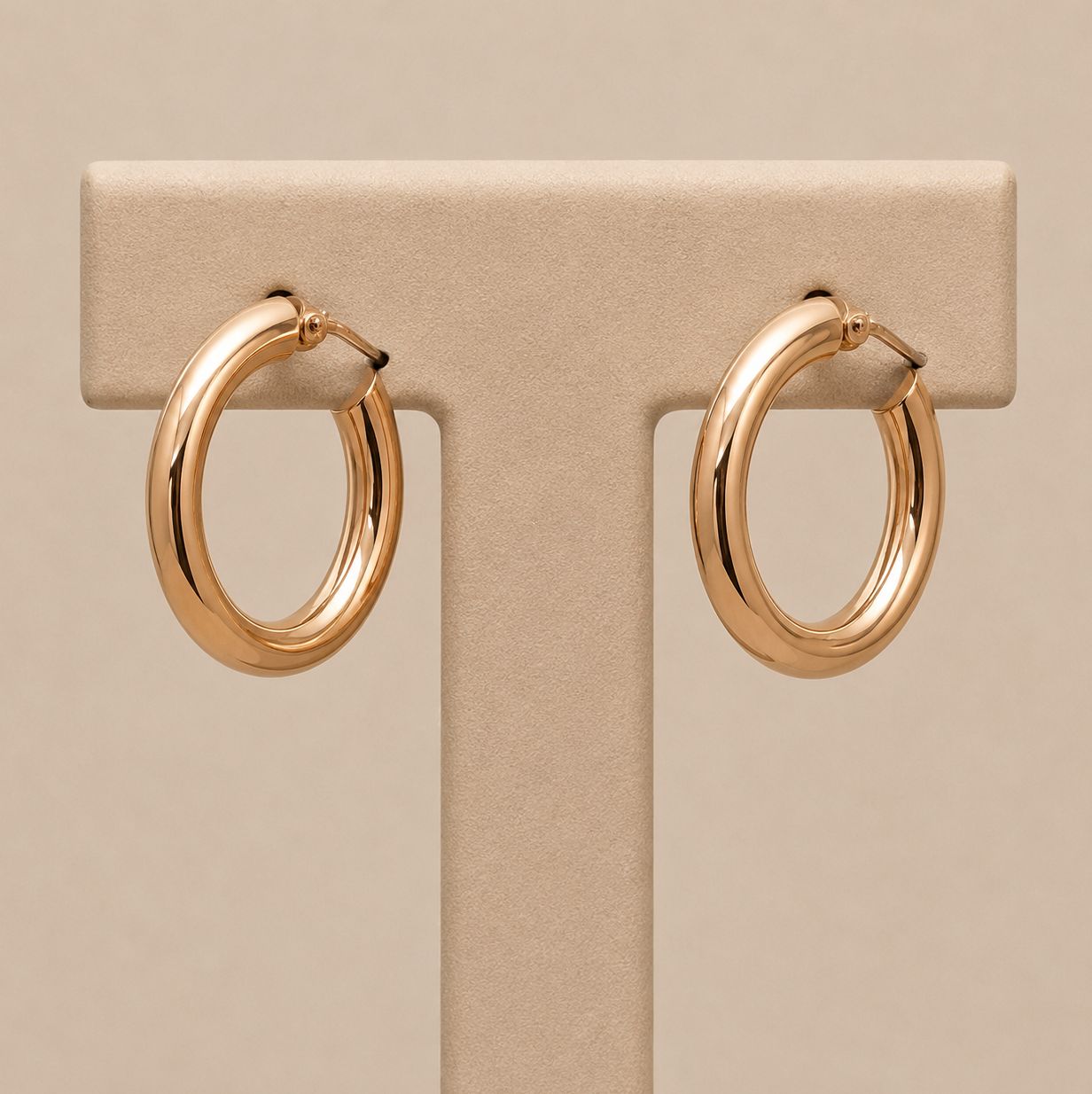 Rose Gold Hoop Earrings-Medium (2.1g)