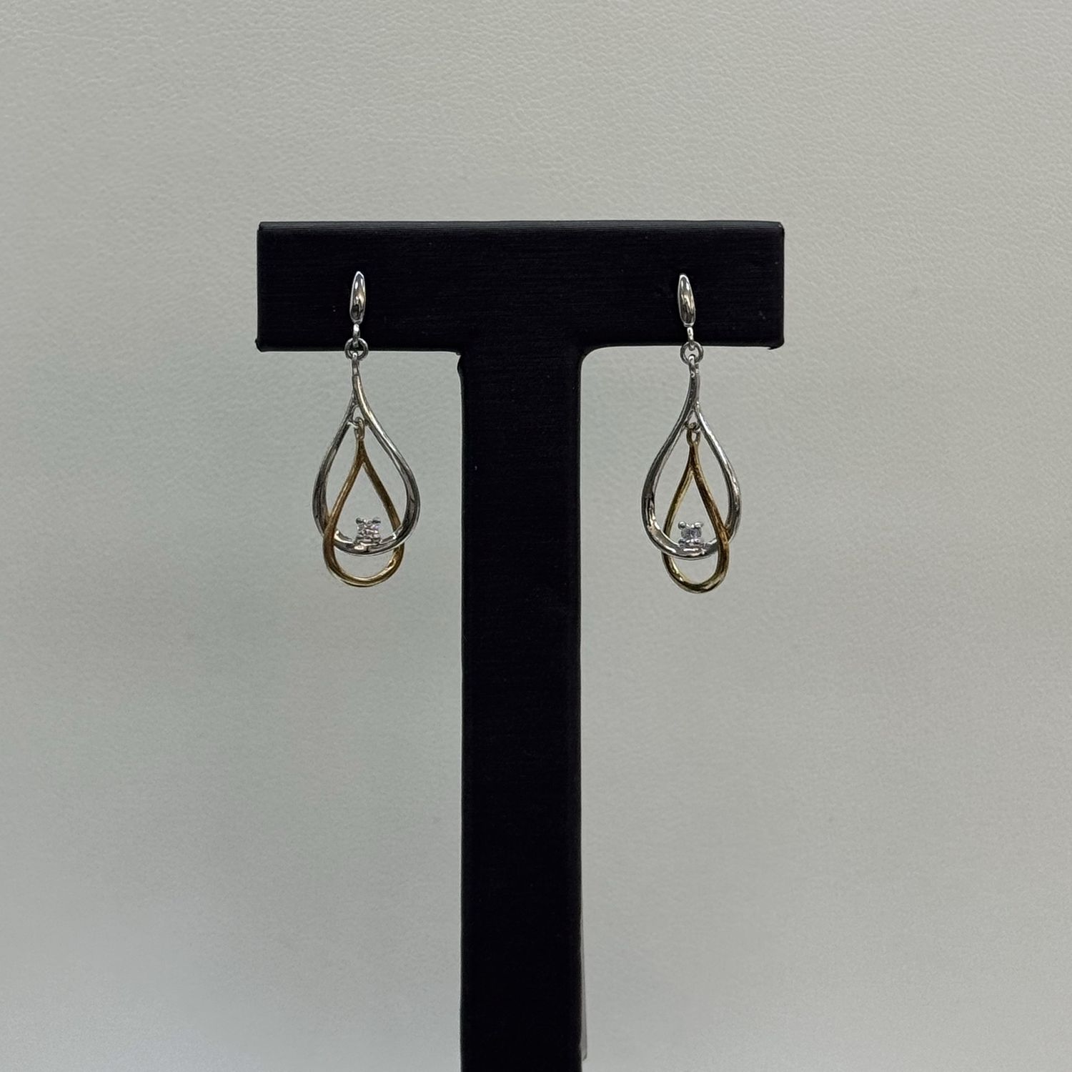 2-Tone Dia Double Loop Earrings