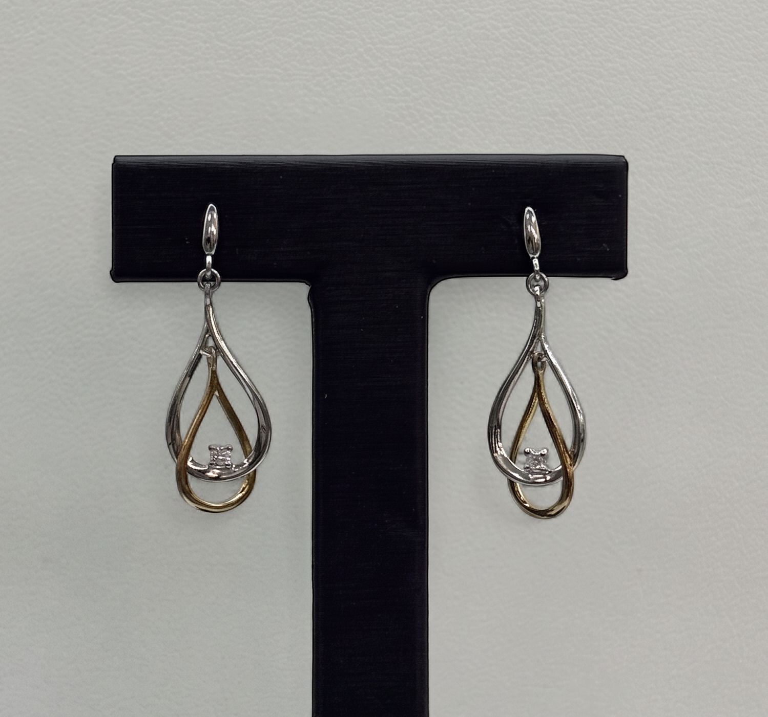 Two-Tone Diamond Double Loop Earrings