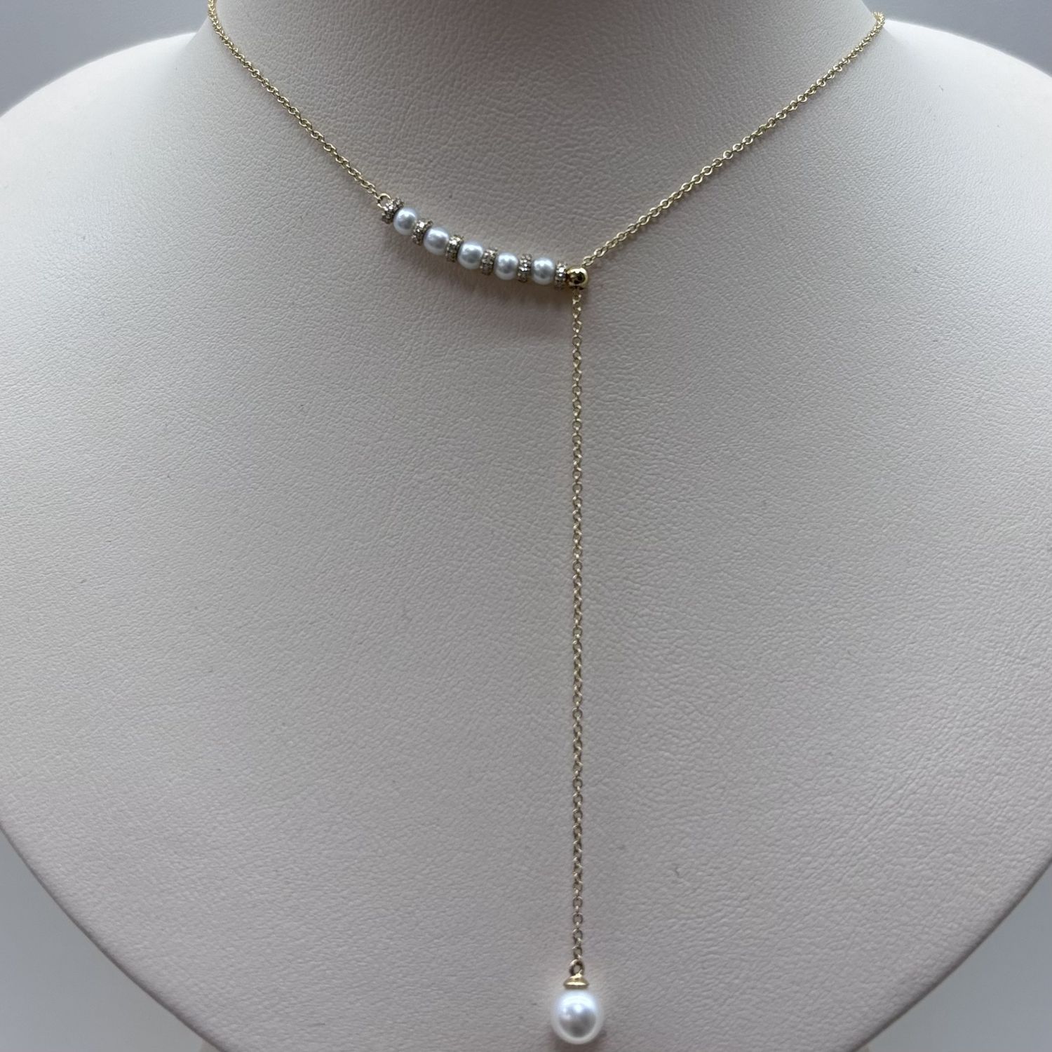 14KY Y Dangle w/ Pearls Necklace Bassali