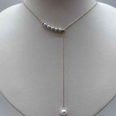 14KY Y Dangle w/ Pearls Necklace Bassali