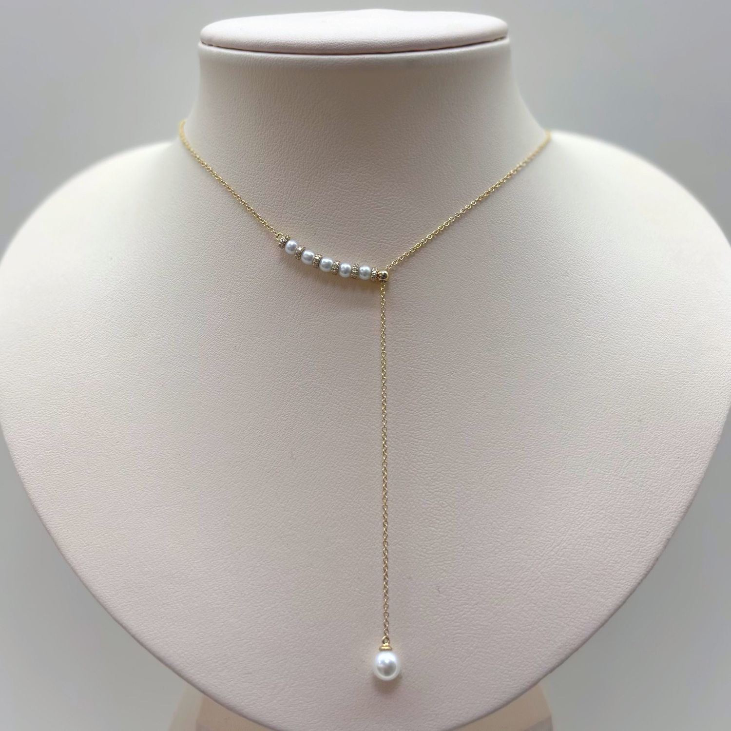 14KY Y Dangle w/ Pearls Necklace Bassali