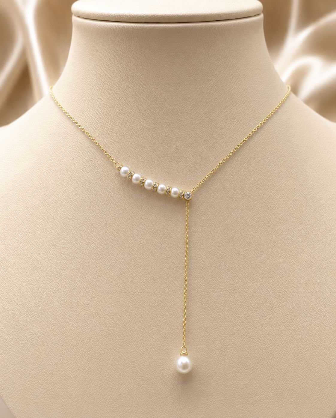 "Y" Dangle w/ Pearls Necklace