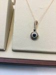 Choc/Blue Diamond Stud Pendant w/Chain