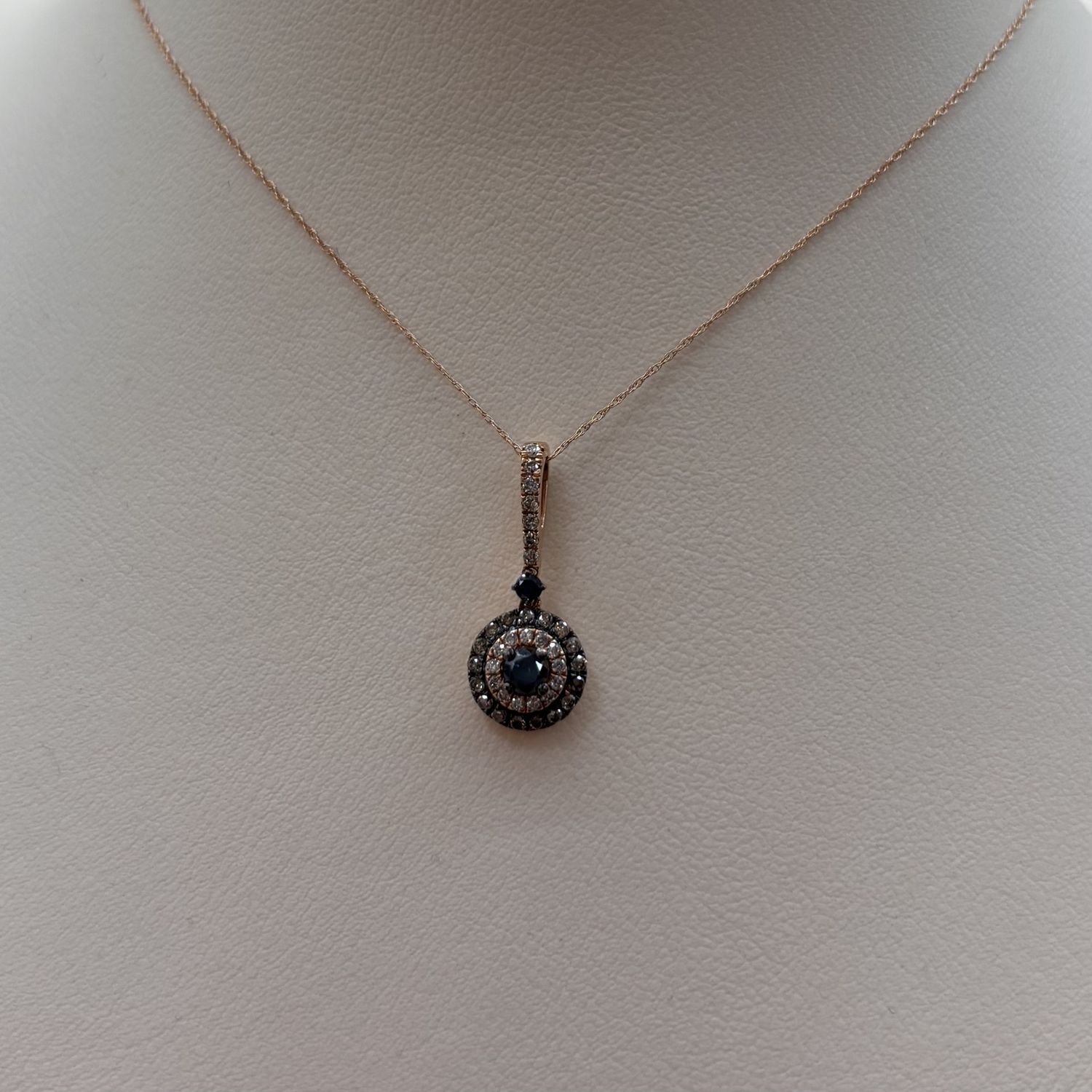 10KR Chocolate &amp; Blue Diamond "Eye" Pendant