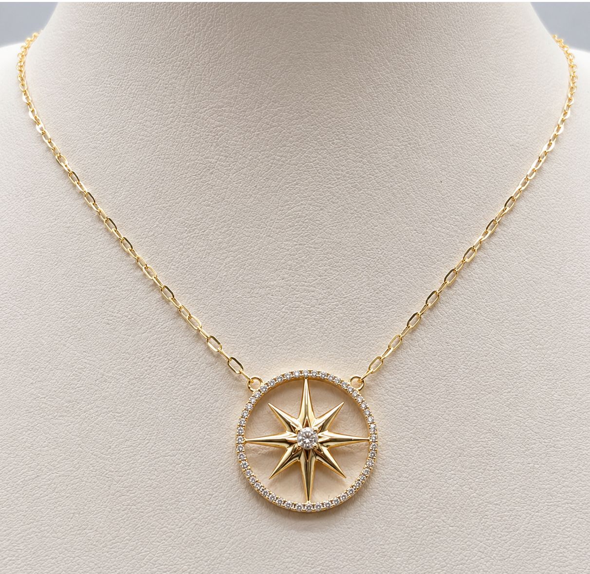 Gold North Star Medallion Necklace