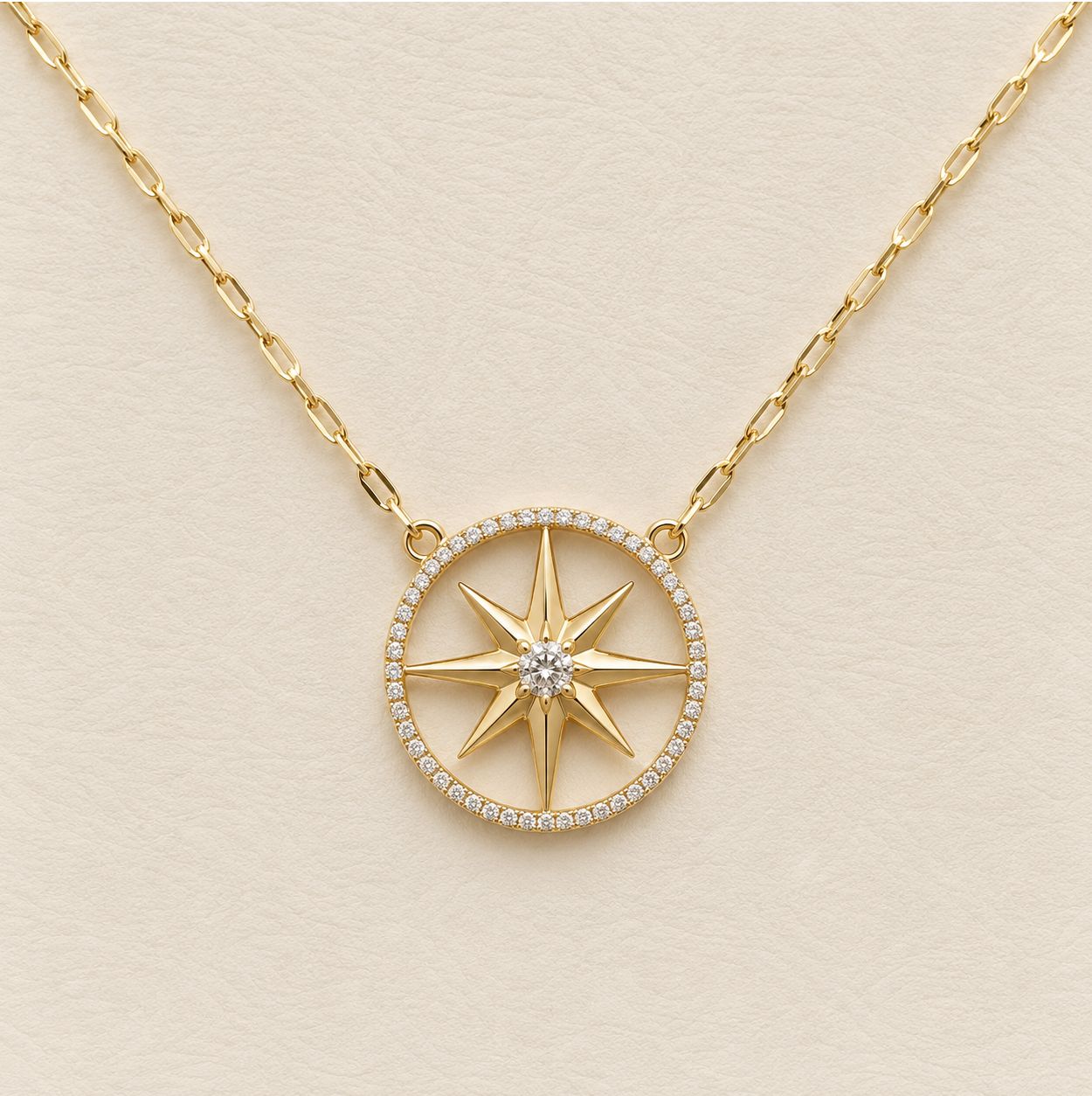 Gold North Star Medallion Necklace