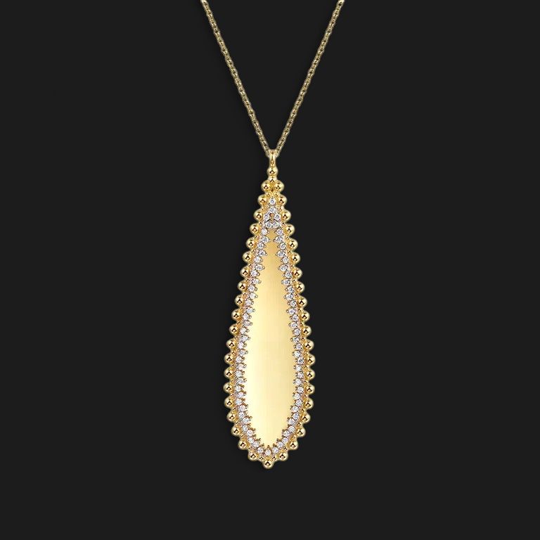 14K Yellow Gold Diamond Necklace-Bujukan