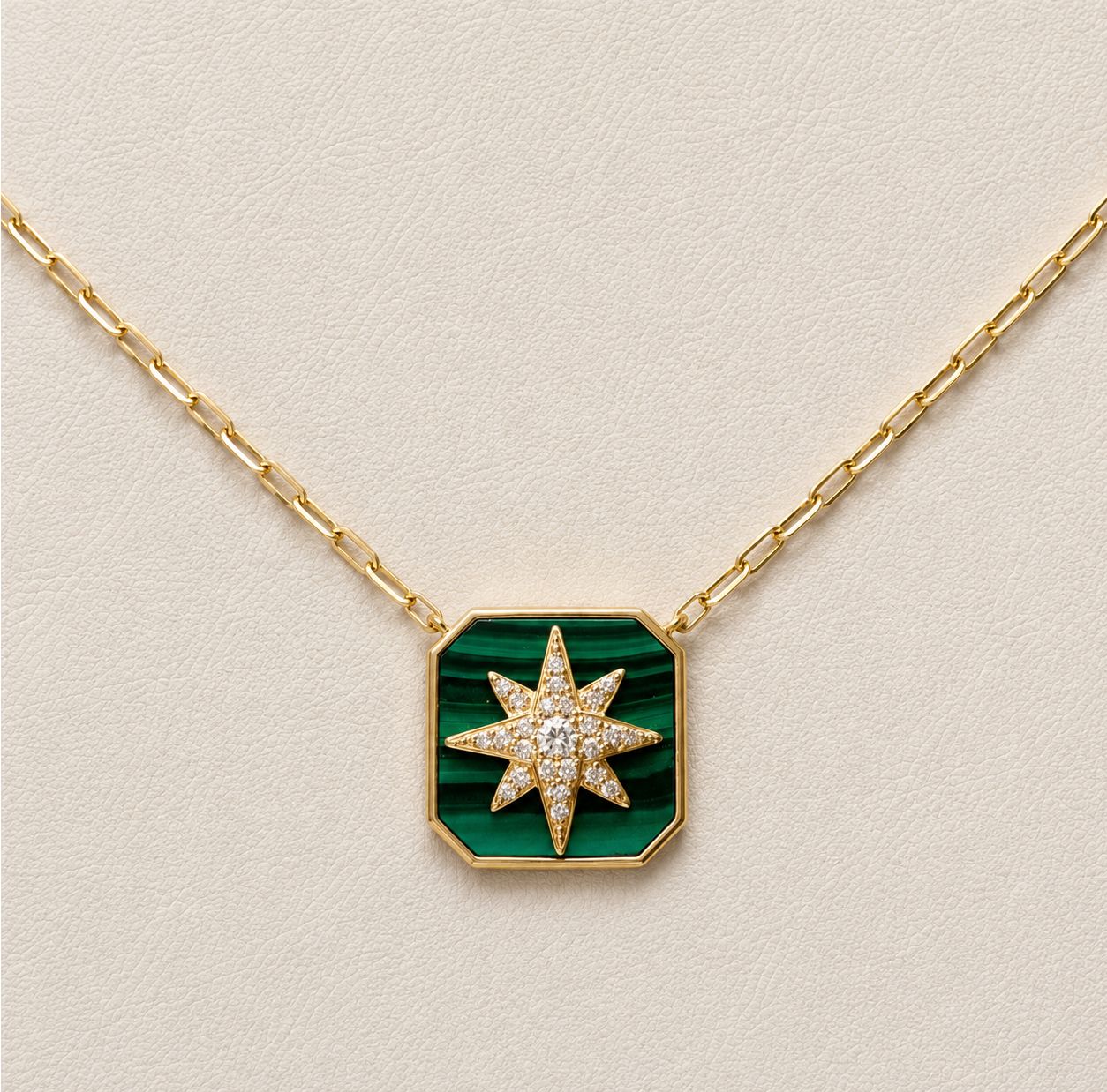 Malachite &amp; Diamond Star Pendant