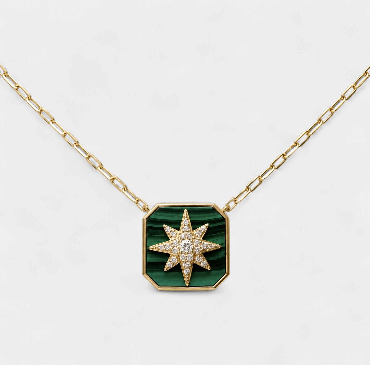 Malachite and Diamond Star Pendant