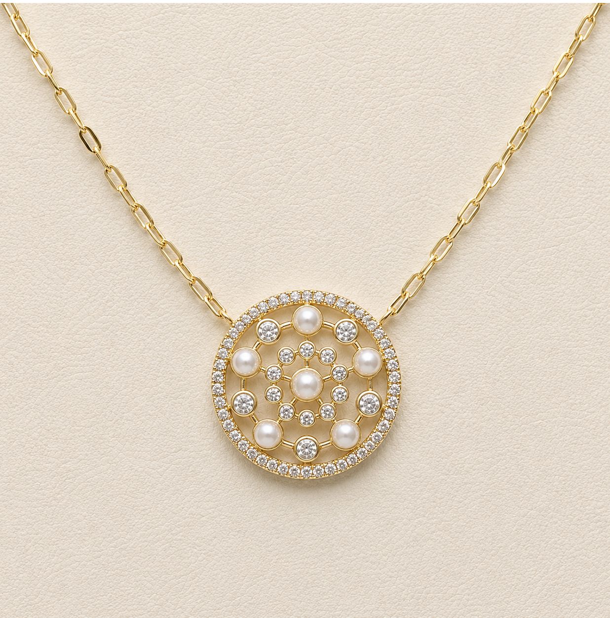 Flower of Life Diamond and Pearl Pendant