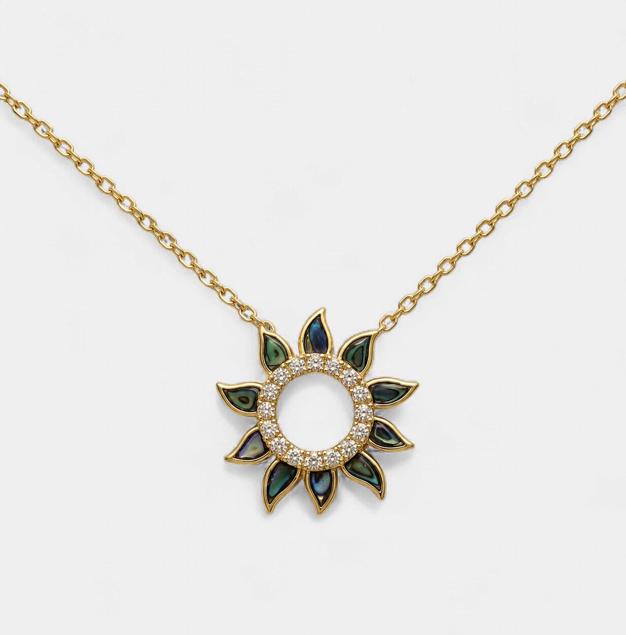Open Sun Abalone Diamond Pendant