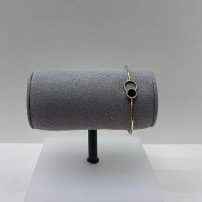 14KY Onyx Diamond Dot Bangle Bassali