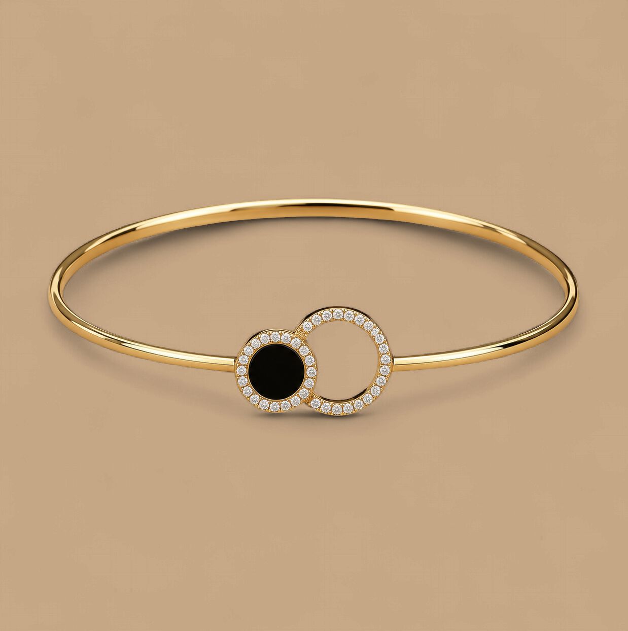 Gold Onyx and Diamond Dot Bangle