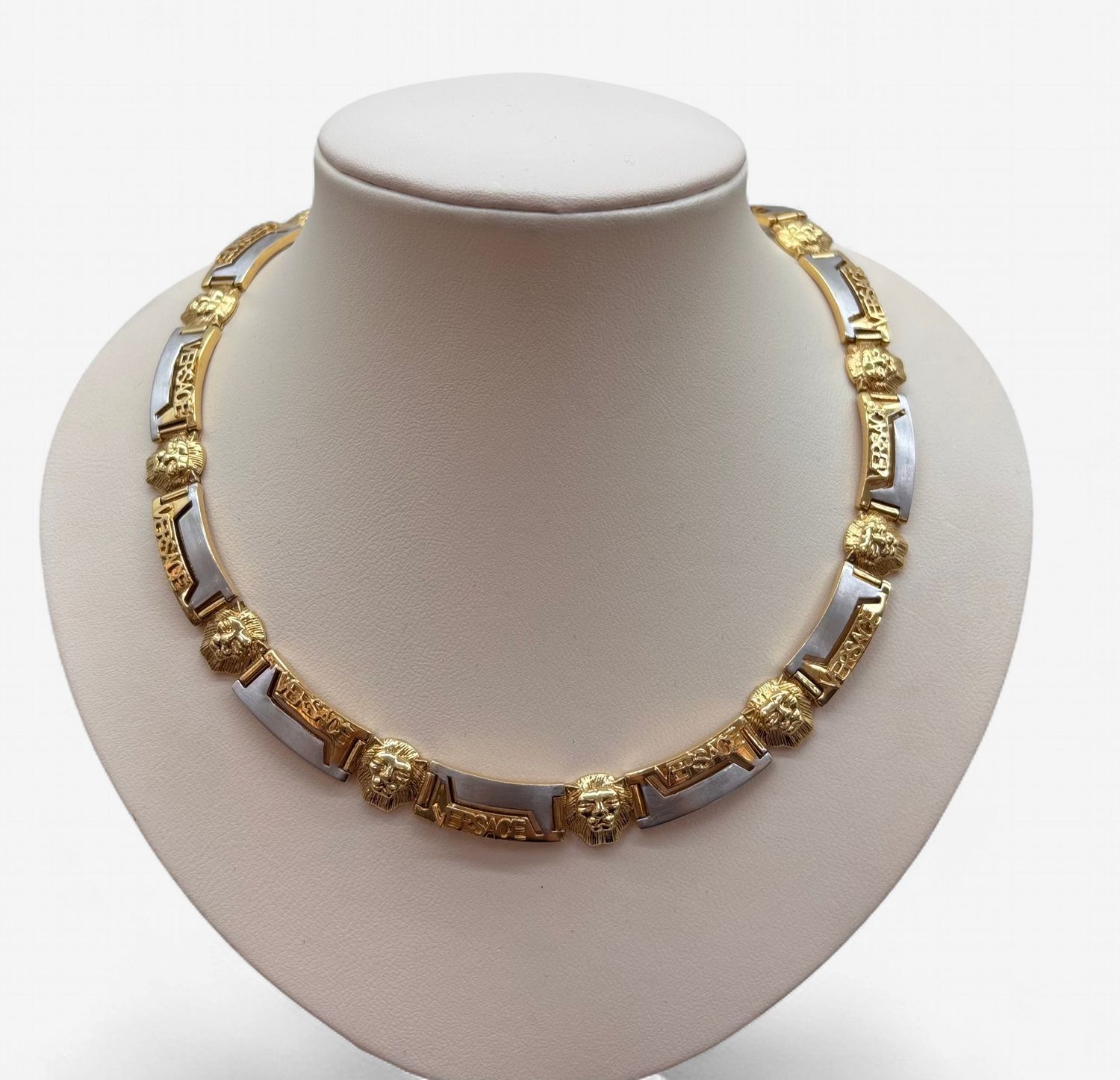 18KYW Two-Tone Versace Inspired Necklace (9in/53cm) (112.8g)