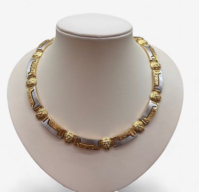 18KYW Two-Tone Versace Inspired Necklace (9in/53cm) (112.8g)