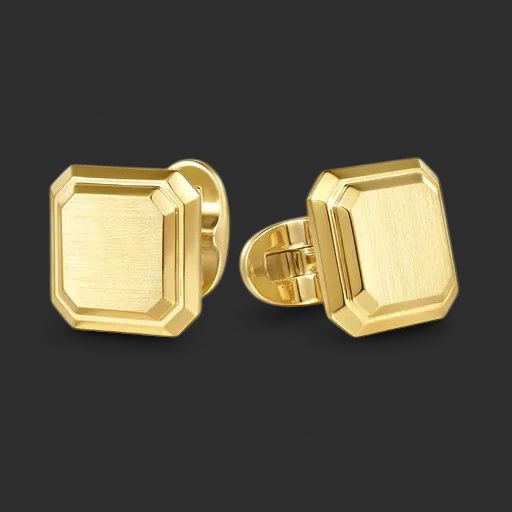 14K Yellow Gold Engravable Square Cufflinks