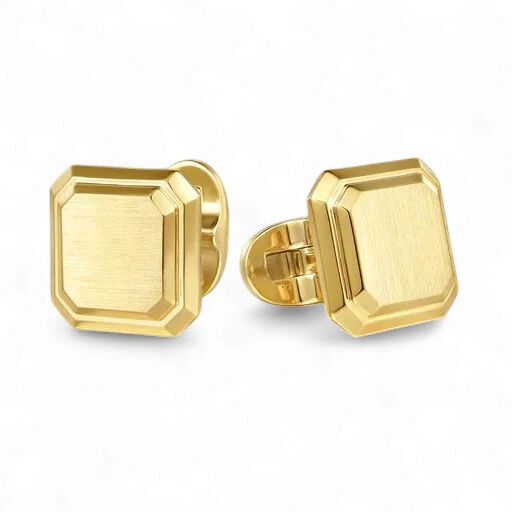 14K Yellow Gold Engravable Square Cufflinks