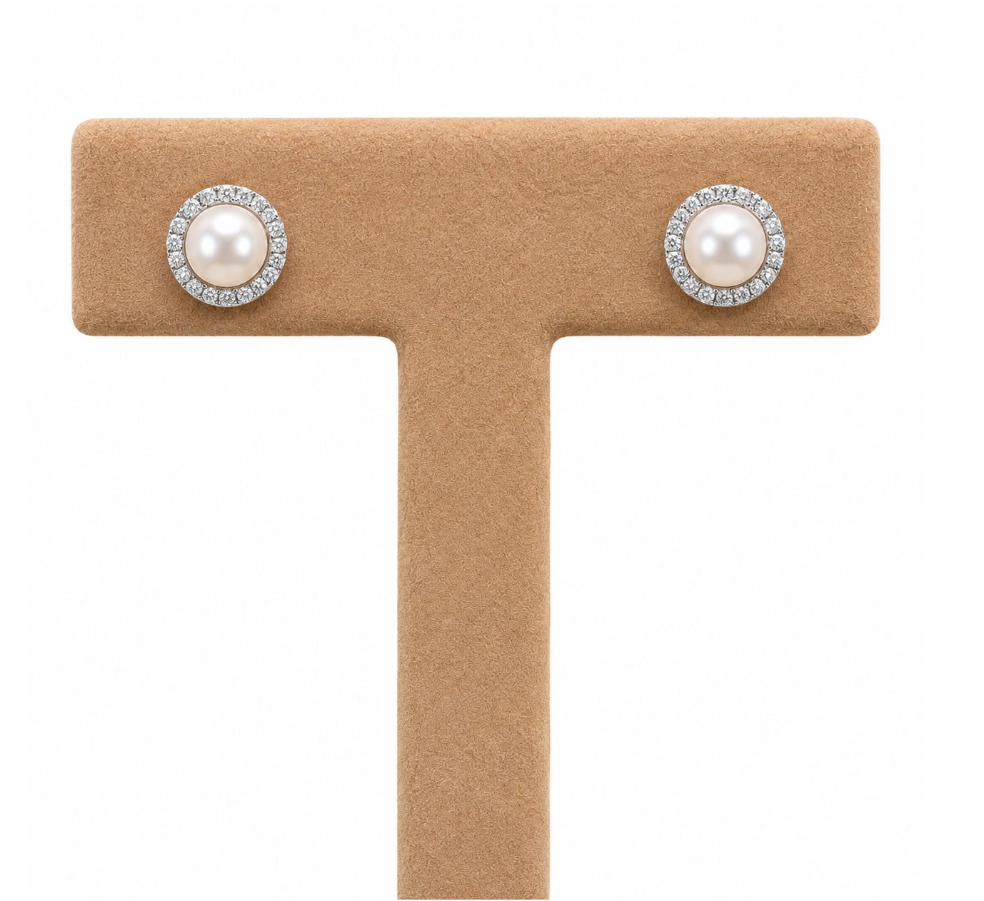 Pearl Diamond Halo Stud Earrings