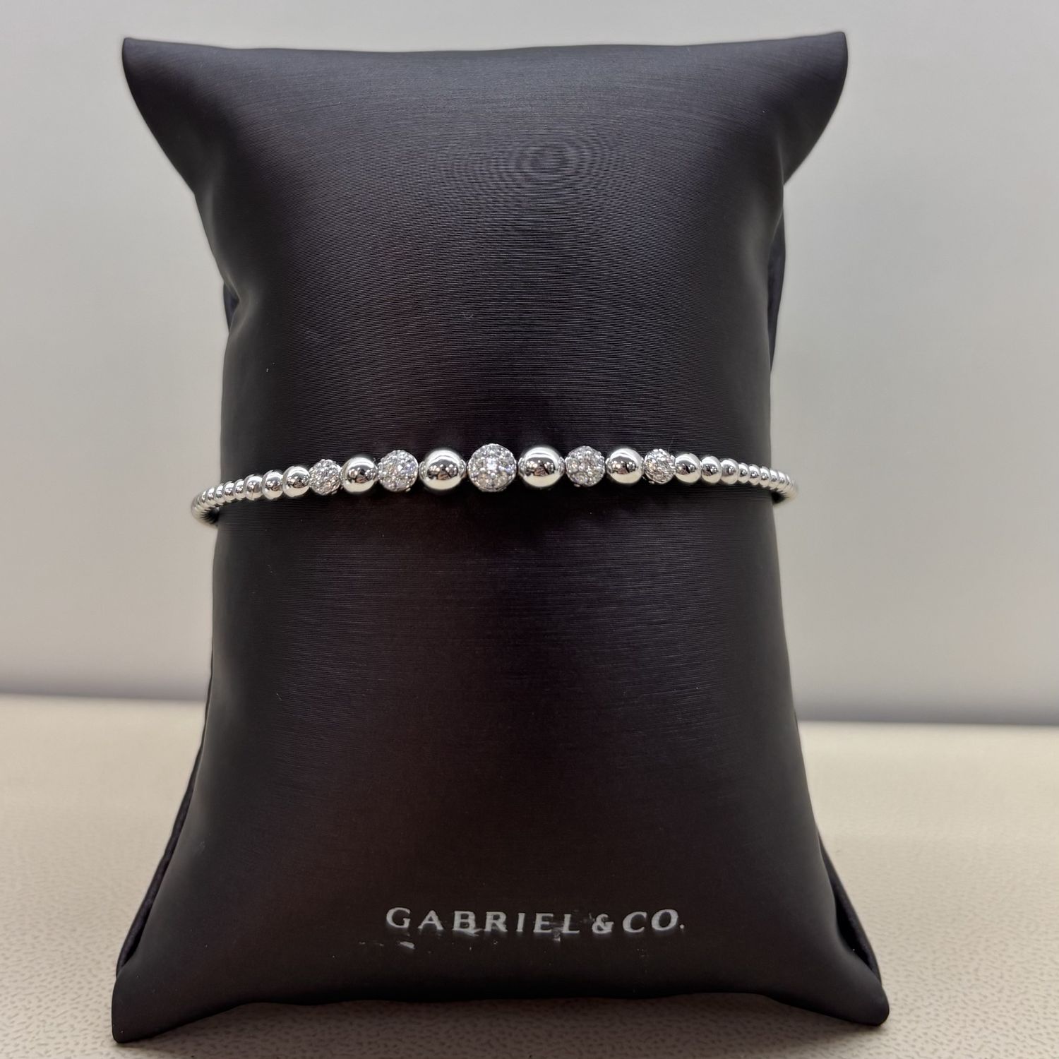 14KW Gabriel &amp; Co Diamond Beaded Bangle