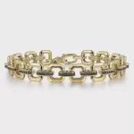 14k YG Men's Link Chain Tennis B w/ Black Spinel