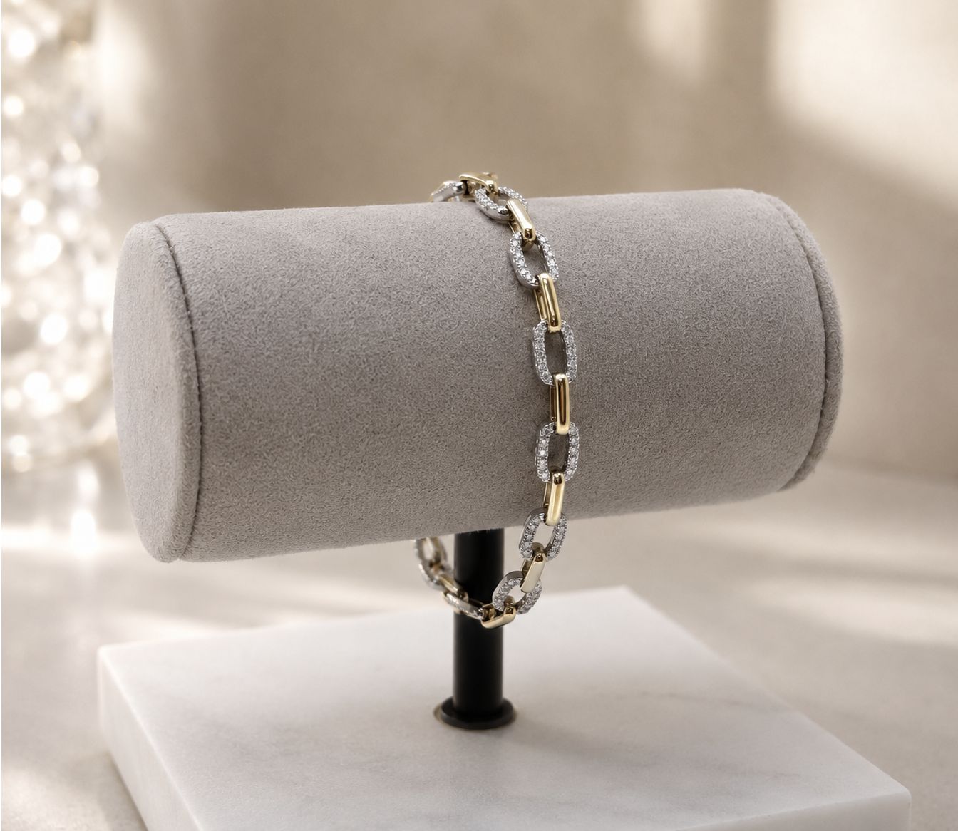 Two-Tone Diamond Paperclip Bracelet