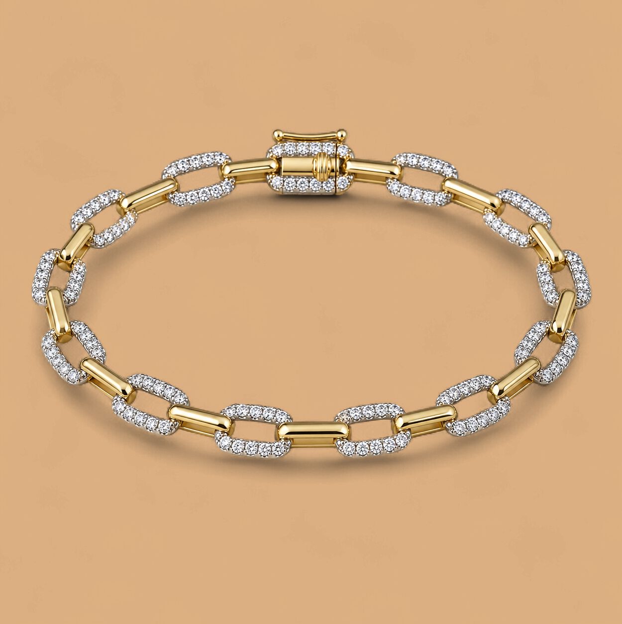 Two-Tone Paperclip Diamond Bracelet