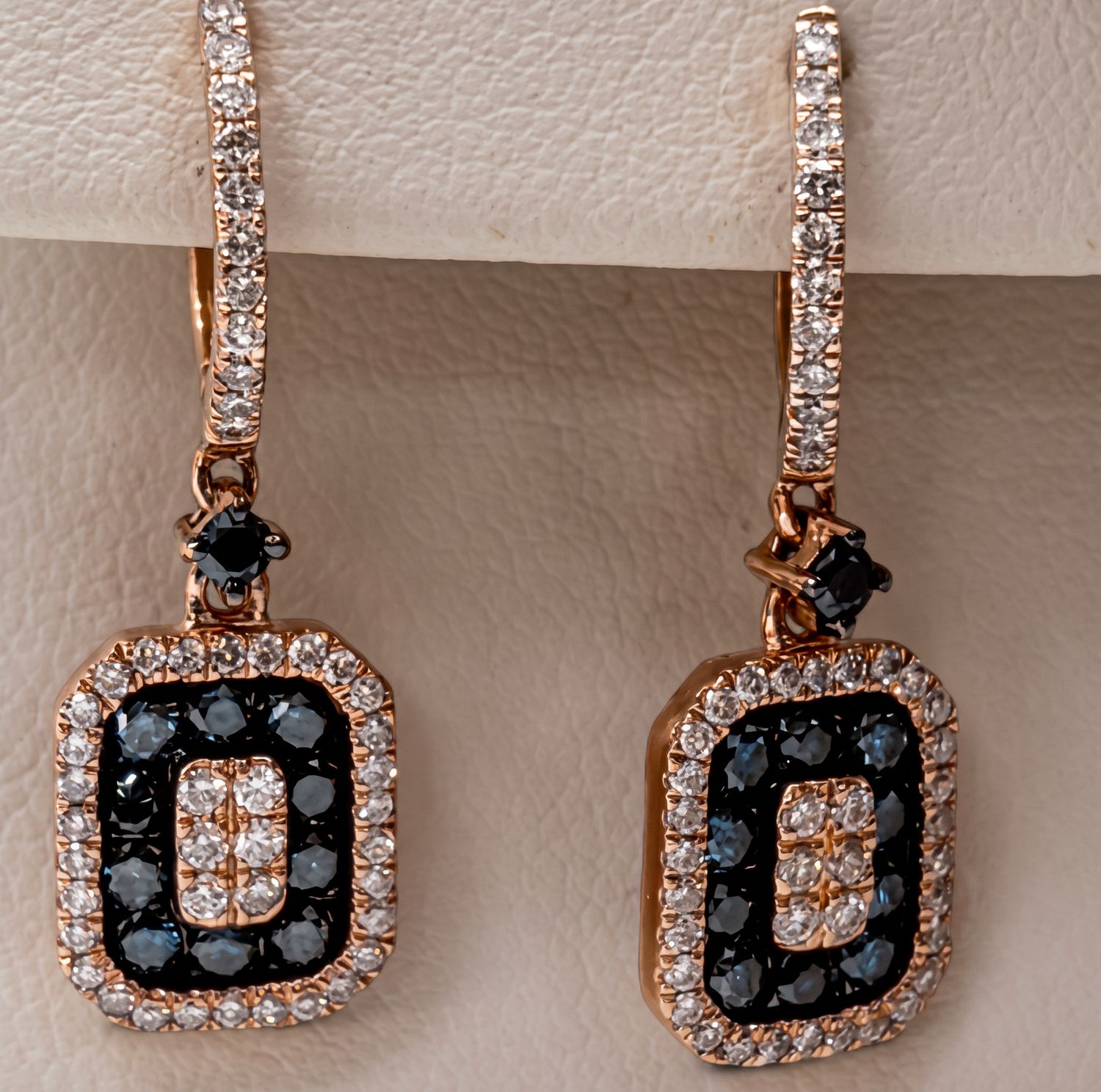 Blue Diamond  (1.0tdw) Square Drop Earrings