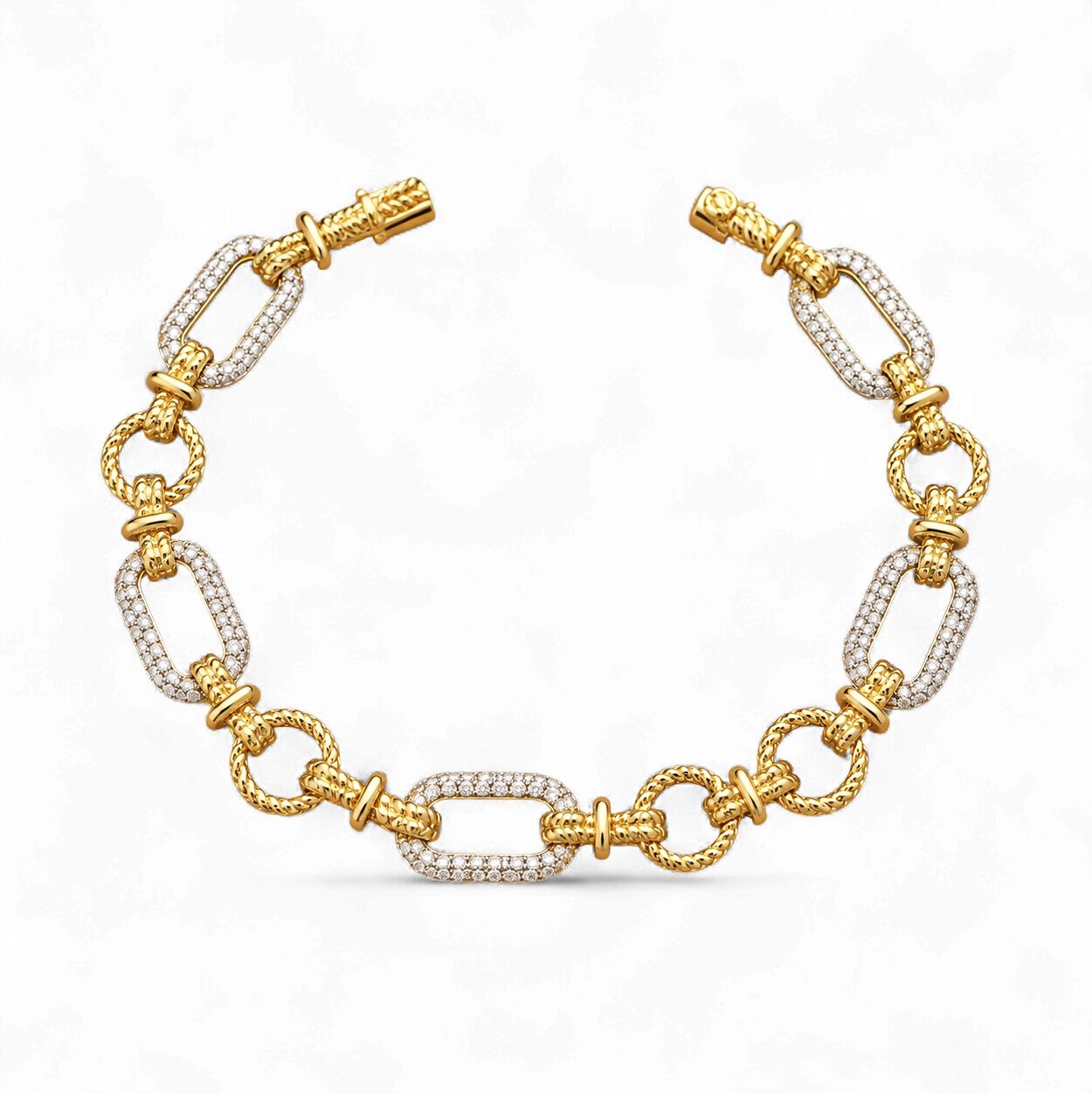 Two-Tone Diamond Bracelet with Alternating Links-Hampton