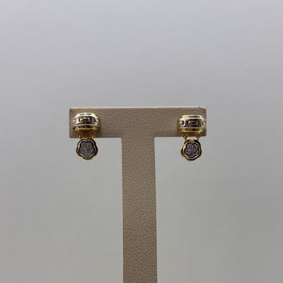 18KYW Versatile 2-Tone Flower Earrings